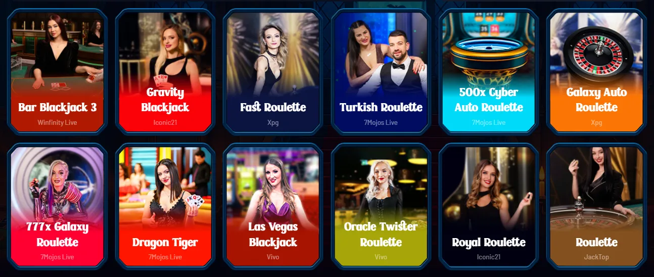 Dracula Casino live casino with blackjack and roulette tables