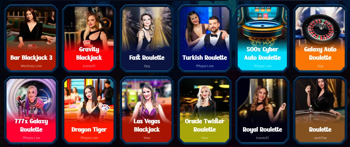 Live Casino hos Dracula Casino med blackjack og ulike roulettebord